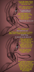 Size: 559x1162 | Tagged: safe, artist:lil miss jay, imported from derpibooru, applejack, anthro, semi-anthro, unguligrade anthro, ask lil miss rarity, aj the huntress, amputee, arm hooves, pun, tumblr