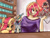 Size: 4000x3000 | Tagged: dead source, safe, artist:checkerboardazn, imported from derpibooru, sunset shimmer, human, pony, robot, unicorn, absurd resolution, crossover, duo, fangirl, gundam, gundam build fighters, gundam build fighters try, gunpla, human ponidox, humanized, mecha, optimus prime, rx-78-2, self ponidox, square crossover, transformers