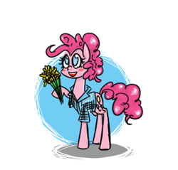 Size: 1472x1408 | Tagged: safe, artist:drhikari, imported from derpibooru, pinkie pie, pony, clothes, female, flower, shirt, solo