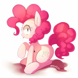 Size: 1500x1500 | Tagged: safe, artist:maren, imported from derpibooru, pinkie pie, female, solo, sweatdrop, tongue out