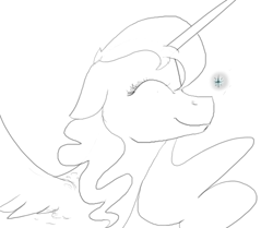 Size: 564x471 | Tagged: safe, artist:amber flicker, imported from derpibooru, princess luna, lunadoodle, female, monochrome, snow, snowfall, snowflake, solo