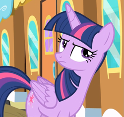 Size: 697x659 | Tagged: safe, imported from derpibooru, screencap, twilight sparkle, alicorn, pony, rarity takes manehattan, season 4, female, folded wings, grumpy, grumpy twilight, mare, solo, tired of your shit, twilight sparkle (alicorn), wings