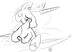 Size: 1400x1018 | Tagged: safe, artist:darkflame75, imported from derpibooru, princess celestia, princess luna, lunadoodle, female, monochrome, solo