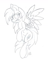 Size: 1024x1290 | Tagged: safe, artist:cyanyeh, imported from derpibooru, rainbow dash, female, monochrome, solo