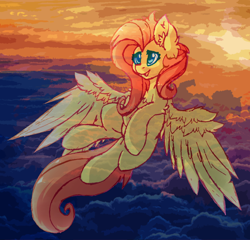 Size: 1342x1290 | Tagged: safe, artist:iceybae, artist:iroxykun, imported from derpibooru, fluttershy, collaboration, commission, sunset