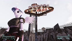 Size: 1920x1080 | Tagged: safe, artist:appletart, imported from derpibooru, screencap, twilight sparkle, alicorn, anthro, 3d, 3d model, clothes, dress, fallout: new vegas, game mod, las vegas, las vegas sign, mod, pony race and companion mod, twilight sparkle (alicorn)