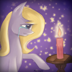 Size: 1000x1000 | Tagged: safe, artist:plavileptir, imported from derpibooru, oc, oc only, oc:ellanorah, candle, crying, solo