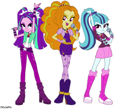 Size: 5614x5000 | Tagged: safe, artist:mixiepie, imported from derpibooru, adagio dazzle, aria blaze, sonata dusk, equestria girls, absurd resolution, boots, microphone, shoes, simple background, the dazzlings, transparent background, vector