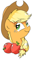 Size: 400x700 | Tagged: safe, artist:php104, imported from derpibooru, applejack, pony, apple, bust, female, mare, solo