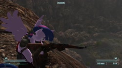 Size: 1920x1080 | Tagged: safe, artist:appletart, imported from derpibooru, screencap, twilight sparkle, anthro, 3d, aiming, clothes, dress, fallout: new vegas, female, game mod, gun, k98, mod, rifle, solo, twilight sparkle (alicorn), weapon