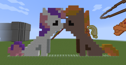 Size: 1280x658 | Tagged: safe, artist:peternators, artist:redmagepony, imported from derpibooru, button mash, sweetie belle, female, male, minecraft, minecraft pixel art, pixel art, shipping, straight, sweetiemash