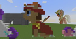 Size: 1280x658 | Tagged: safe, artist:peternators, artist:redmagepony, imported from derpibooru, oc, oc only, oc:heroic armour, minecraft, minecraft pixel art, pixel art