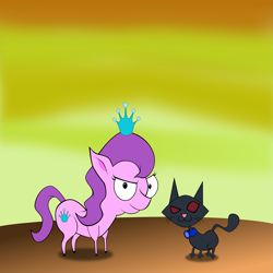 Size: 1693x1693 | Tagged: safe, artist:magerblutooth, imported from derpibooru, diamond tiara, oc, oc:dazzle, cat, courage the cowardly dog, style emulation