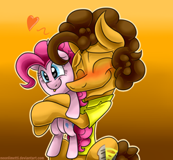 Size: 1300x1200 | Tagged: safe, artist:neoncel, imported from derpibooru, cheese sandwich, pinkie pie, pony, cheesepie, derp face, doll, duo, female, male, shipping, straight