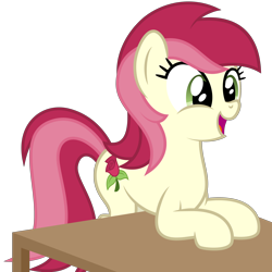 Size: 5000x5000 | Tagged: safe, artist:djdavid98, artist:hawk9mm, artist:mahaugher, imported from derpibooru, roseluck, earth pony, pony, .ai available, .svg available, absurd resolution, cute, excited, female, happy, open mouth, show accurate, simple background, solo, table, transparent background, vector