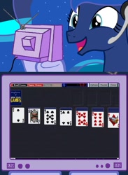 Size: 562x769 | Tagged: safe, imported from derpibooru, princess luna, gamer luna, after dark games, exploitable meme, meme, obligatory pony, solitaire, tv meme