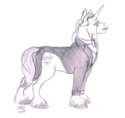 Size: 978x922 | Tagged: safe, artist:carnivorouscaribou, imported from derpibooru, fancypants, male, monochrome, monocle, sketch, solo, traditional art, unshorn fetlocks