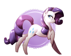 Size: 1018x800 | Tagged: safe, artist:magerine, imported from derpibooru, rarity, female, raised hoof, smiling, solo, speedpaint