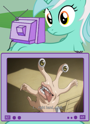 Size: 563x769 | Tagged: safe, imported from derpibooru, lyra heartstrings, body horror, exploitable meme, meme, migi, obligatory pony, parasyte, parasyte maxim, tv meme, wat