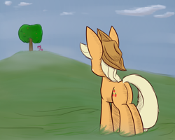 Size: 1000x800 | Tagged: safe, artist:heir-of-rick, imported from derpibooru, applejack, pinkie pie, daily apple pony, butt, impossibly large ears, plot