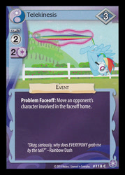 Size: 344x480 | Tagged: safe, imported from derpibooru, rainbow dash, ccg, crystal games, enterplay, magic, tail pull, telekinesis