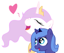 Size: 3056x2532 | Tagged: safe, artist:shadawg, imported from derpibooru, princess celestia, princess luna, cewestia, filly, heart, simple background, woona, younger