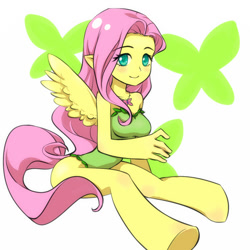 Size: 600x600 | Tagged: safe, artist:ju roku-kaku, imported from derpibooru, fluttershy, anthro, ambiguous facial structure, female, pixiv, solo