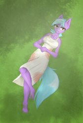 Size: 718x1069 | Tagged: safe, artist:ninjapony, imported from derpibooru, oc, oc only, oc:ishizko, anthro, clothes, dress, grass