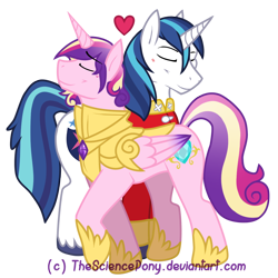Size: 1000x1000 | Tagged: safe, artist:thesciencepony, imported from derpibooru, princess cadance, shining armor, armor, gay, half r63 shipping, heart, male, prince bolero, rule 63, shining bolero, shiningcadance, shipping, simple background, smiling, transparent background, vector
