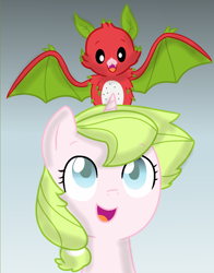 Size: 1024x1303 | Tagged: safe, artist:iheartmlp237, artist:kianamai, color edit, edit, imported from derpibooru, oc, oc only, oc:anthea, oc:pitaya, fruit bat, kilalaverse, adopted offspring, blind, colored, next generation, offspring, parent:fluttershy, parent:oc:azalea, parent:oc:berry vine, parents:oc x oc