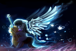 Size: 1280x853 | Tagged: safe, artist:aquagalaxy, imported from derpibooru, octavia melody, cello, female, hoof hold, musical instrument, playing, sitting, solo, wings