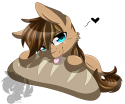 Size: 1800x1500 | Tagged: safe, artist:pinktabico, imported from derpibooru, oc, oc only, oc:city bread, pony, bread, cute, food, heart, licking, male, simple background, solo, stallion, tongue out, transparent background