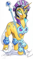 Size: 448x800 | Tagged: safe, artist:andypriceart, imported from derpibooru, evil-lyn, he-man, he-man and the masters of the universe, ponified, staff