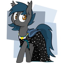 Size: 900x900 | Tagged: source needed, safe, artist:whydomenhavenipples, imported from derpibooru, oc, oc only, oc:speck, bat pony, pony, clothes, dress