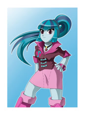 Size: 752x1063 | Tagged: safe, artist:shadeirving, imported from derpibooru, sonata dusk, equestria girls, rainbow rocks, butt touch, female, gem, hand on butt, hand on hip, large butt, looking at you, siren gem, smiling, solo, standing