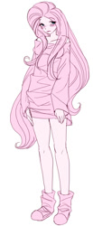 Size: 330x800 | Tagged: safe, artist:pasikon, imported from derpibooru, fluttershy, human, clothes, female, humanized, oversized clothes, solo