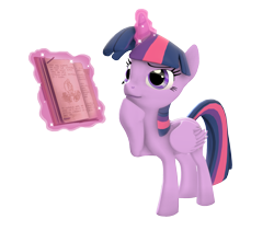 Size: 2070x1743 | Tagged: safe, artist:flare-chaser, imported from derpibooru, twilight sparkle, alicorn, pony, 3d, book, magic, source filmmaker, thinking, twilight sparkle (alicorn), wings