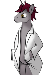 Size: 1024x1362 | Tagged: source needed, safe, artist:vvres, imported from derpibooru, oc, oc only, oc:miles porter, pony, semi-anthro, unicorn, anthro oc, bipedal, doctor, male, simple background, solo, transparent background, vector