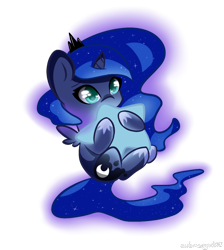 Size: 950x1060 | Tagged: safe, artist:submerged08, imported from derpibooru, princess luna, chibi, female, simple background, solo, stars, tangible heavenly object, transparent background