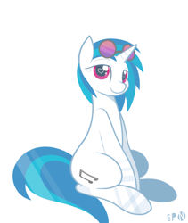 Size: 3060x3632 | Tagged: safe, artist:b-epon, imported from derpibooru, dj pon-3, vinyl scratch, pony, unicorn, female, glasses, heart eyes, looking at you, mare, simple background, sitting, smiling, smiling at you, solo, white background, wingding eyes