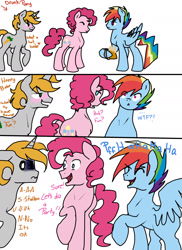 Size: 1418x1945 | Tagged: safe, artist:1231redflame, imported from derpibooru, pinkie pie, rainbow dash, accidentally gay, bubble berry, comic, mistaken gender, rainbow blitz, rule 63