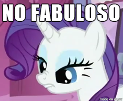 Size: 339x278 | Tagged: safe, imported from derpibooru, rarity, image macro, lip bite, meme, nose wrinkle, spanish