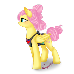 Size: 1000x1000 | Tagged: safe, artist:dragonfoxgirl, imported from derpibooru, fluttershy, alternate hairstyle, female, simple background, solo, transparent background