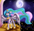 Size: 3000x2700 | Tagged: safe, artist:artyjoyful, imported from derpibooru, princess celestia, lullaby for a princess, balcony, crying, female, floppy ears, mare in the moon, moon, night, raised hoof, solo, spread wings