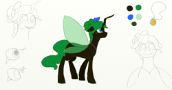 Size: 1366x720 | Tagged: safe, artist:starstruck, imported from derpibooru, oc, oc only, oc:apis, changeling, changeling queen, changeling queen oc, concept art, female, green changeling