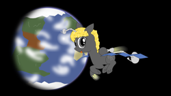Size: 1920x1080 | Tagged: safe, artist:eagle1division, imported from derpibooru, object pony, original species, antenna, camera, camera eyes, earth, equestria, equus, flying, foil, gold foil, orbit, parabolic reflector, ponified, rocket, satellite, satellite dish, satellite pony, solar array, solar battery, space