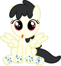 Size: 6400x6891 | Tagged: safe, artist:parclytaxel, imported from derpibooru, oc, oc only, oc:daydream mare, pegasus, pony, .svg available, :p, absurd resolution, cute, female, filly, foal, simple background, sitting, solo, spots, spread wings, tongue out, transparent background, vector