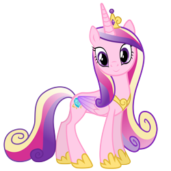 Size: 3600x3600 | Tagged: safe, artist:90sigma, imported from derpibooru, princess cadance, alicorn, pony, .svg available, colored wings, female, folded wings, high res, hoof shoes, jewelry, looking at you, mare, multicolored hair, multicolored wings, simple background, smiling, solo, tiara, transparent background, vector, wings