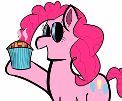 Size: 2400x2000 | Tagged: safe, artist:randomnameher3, imported from derpibooru, pinkie pie, looking at you, offering, pie cupcake, simple background, white background
