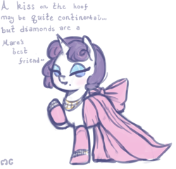 Size: 890x855 | Tagged: safe, artist:mcponyponypony, imported from derpibooru, rarity, clothes, diamonds, dress, female, gentlemen prefer blondes, jewelry, marilyn monroe, solo